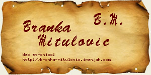 Branka Mitulović vizit kartica